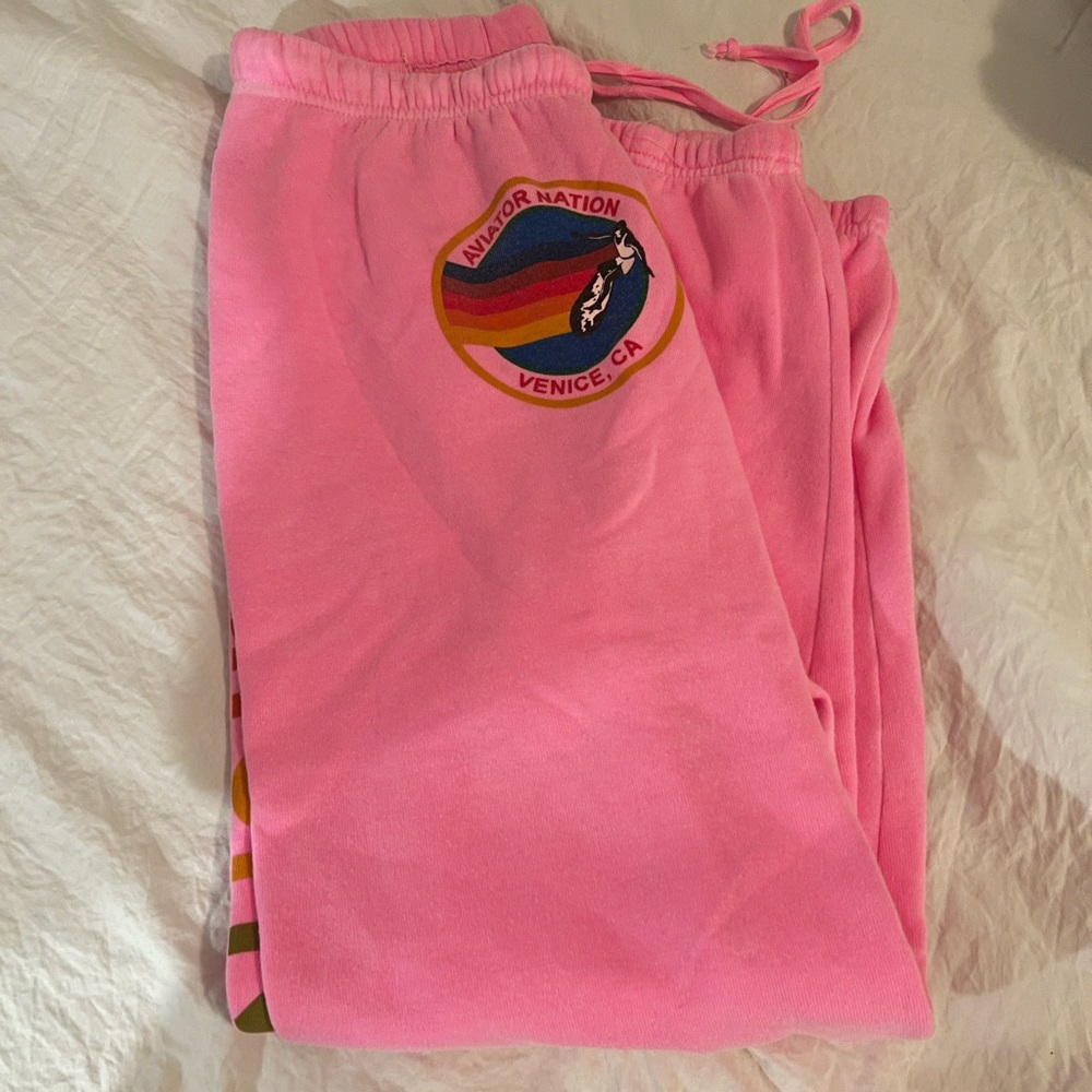 Neon Pink Aviator Nation sweatpants